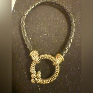 Michael Dawkins Black and Gold Leather Cord Bracelet. Chic excellent piece 🌟